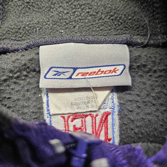 Reebok 2XL Minnesota Vikings NFL Hoodie Slick Purple Upper Black Fleece 1/4 Zip - Picture 7 of 8